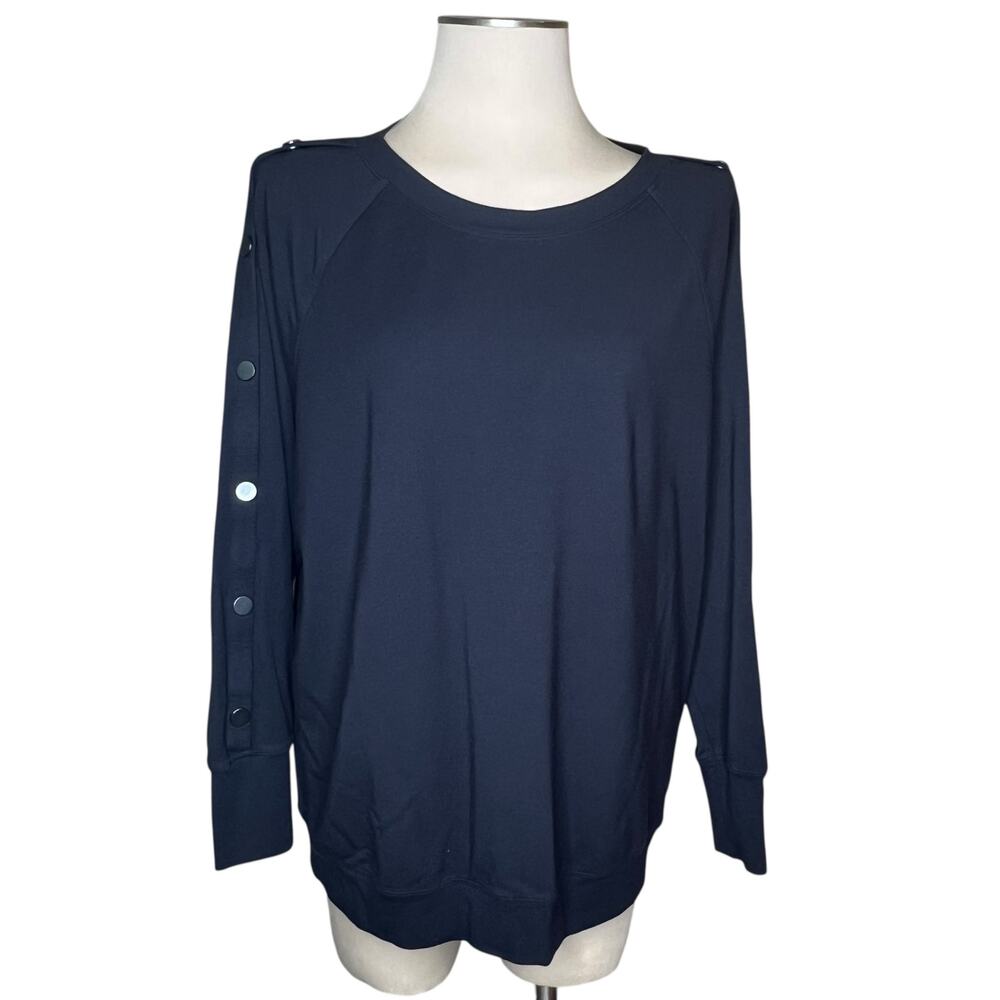 CAbi Black Snap Sleeve Sweatshirt #3686 Medium